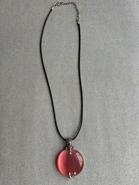 Women’s Pink Round Pendant 8.5” Necklace with Black Cord